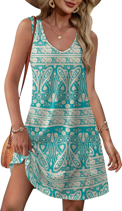 LYQ019 2025 European and American cross-border Amazon independent station summer beach loose V-neck sleeveless pocket dress vest skirt