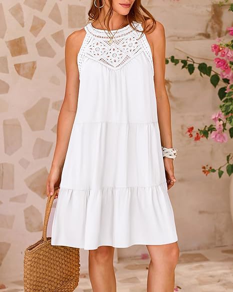 LYQ0052 2025 hollow lace splicing neck A word dress