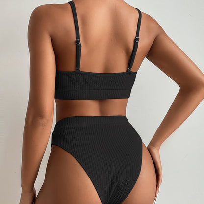SW-BKI0303005 2024 new spiral pit strip U-shaped high waist bikini sexy swimsuit swimsuit women