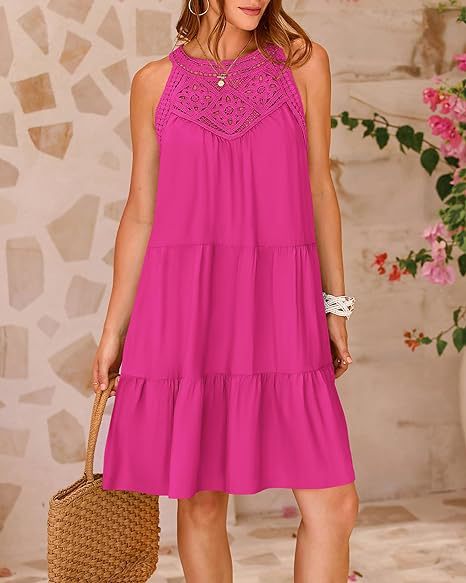 LYQ0052 2025 hollow lace splicing neck A word dress