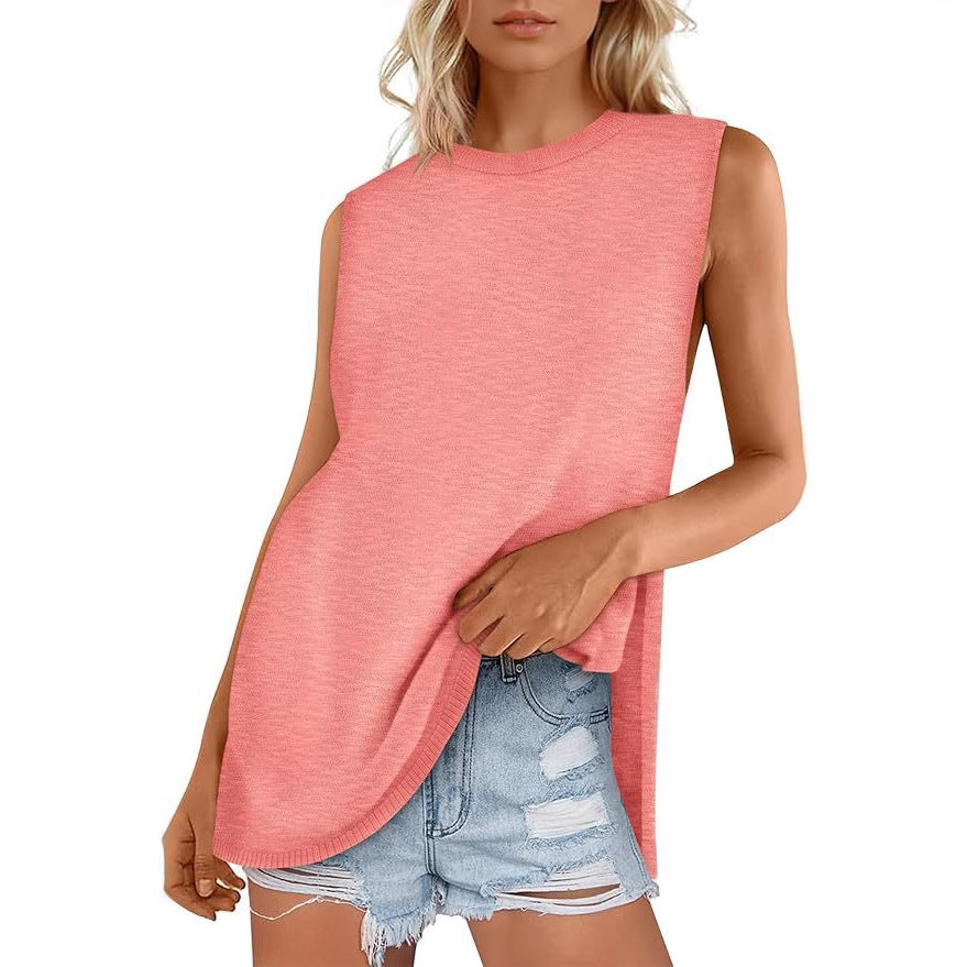 NZ-C00320002 Women's Summer Vest Crew Neck Sweater Vest 2025 Casual Sleeveless Knitted Fashion