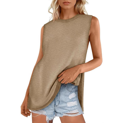 NZ-C00320002 Women's Summer Vest Crew Neck Sweater Vest 2025 Casual Sleeveless Knitted Fashion