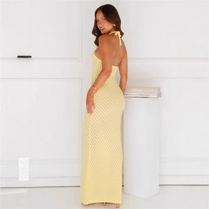 NZ-C00321005 2025 New product beach dress women's solid color sexy knitted beach bikini swimsuit blouse dress