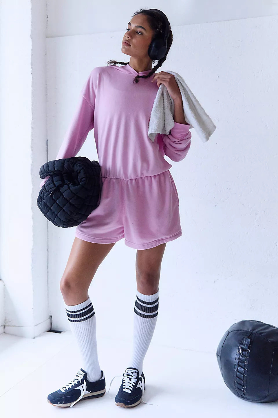 TZ-CO03017007 New Lazy Simple Sports Women's Clothing Solid Color Hooded Halter Loose Casual Shorts onesie