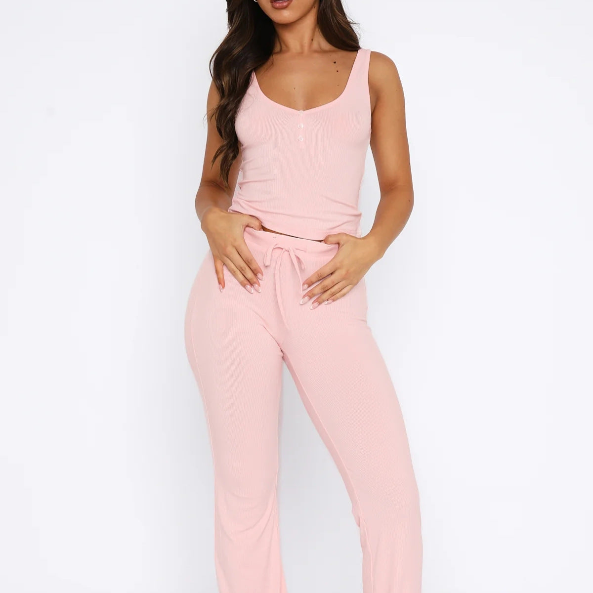 BX-CO0312001 2025 Spring and Summer New Suit Sleeveless Button Tights Plus Pants Two-piece Women's Clothing