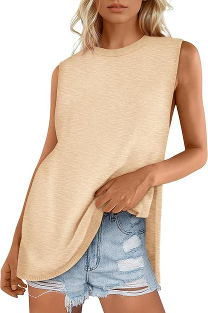 NZ-C00320002 Women's Summer Vest Crew Neck Sweater Vest 2025 Casual Sleeveless Knitted Fashion