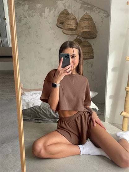 NZ-CO03012001 2025 New Summer Women's Clothing Loose Fashion Sports Two-piece Set