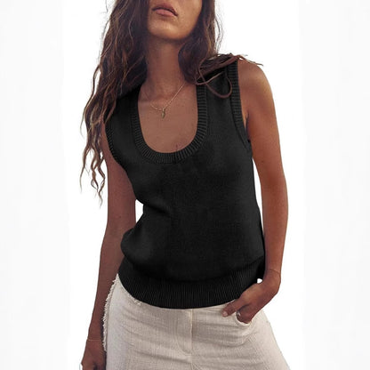 NZ-C00320001 2025 Women's Summer Sweater Vest Sleeveless Ribbed Knitted Vest Going Out for Leisure
