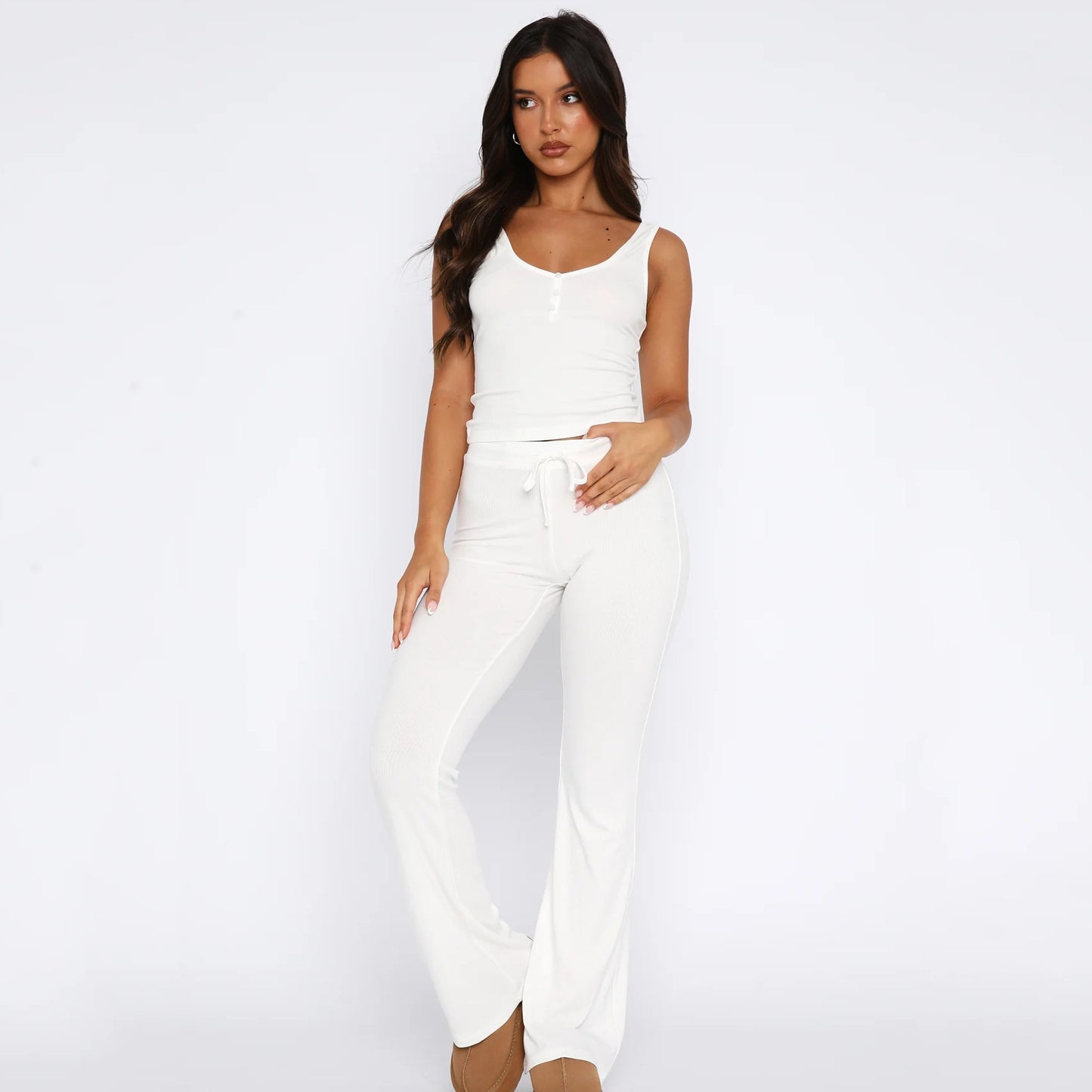 BX-CO0312001 2025 Spring and Summer New Suit Sleeveless Button Tights Plus Pants Two-piece Women's Clothing
