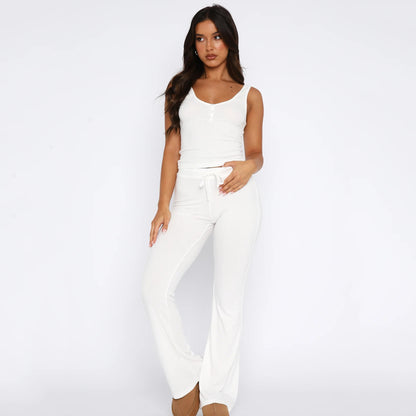 BX-CO0312001 2025 Spring and Summer New Suit Sleeveless Button Tights Plus Pants Two-piece Women's Clothing
