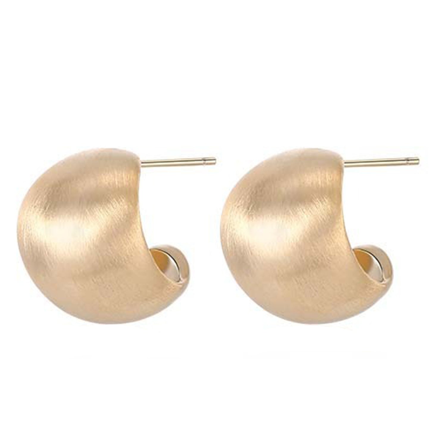 Matte Gold Bean-Shaped Stud Earrings for Women – Elegant Metal Earrings, Ideal for Office & Everyday