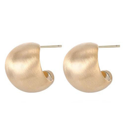 Matte Gold Bean-Shaped Stud Earrings for Women – Elegant Metal Earrings, Ideal for Office & Everyday