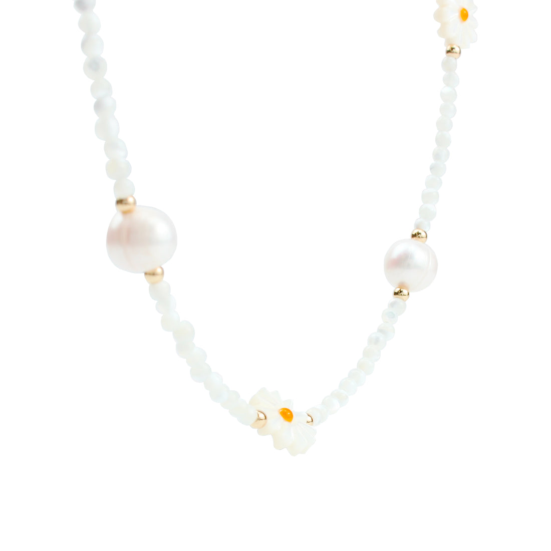 Daisy & Freshwater Pearl Necklace – 14K Gold-Plated Shell Pendant for Women 🌼✨