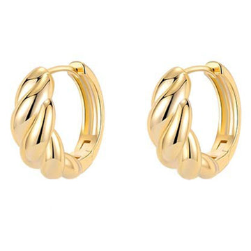 Golden Croissant-Shape Hoop Earrings, Small 1.4 cm, 925 Silver Stems, Minimalist & Elegant, Perfect for Business & Everyday