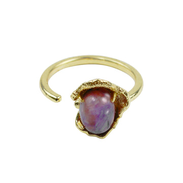 Amethyst Traumring – Offener Verstellbarer Ring mit Amethyst Edelstein, 14K Vergoldet, Eleganter Damenring