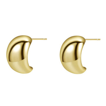 14K Gold-Plated Half-Sphere Stud Earrings for Women – Shiny Minimalist Design, Perfect for Office, Everyday, and Special Occasions