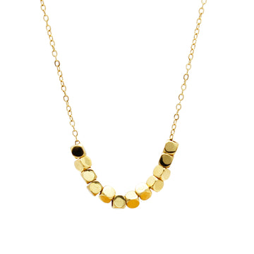 Gold-Plated Titanium Steel Necklace for Women – Minimalist Geometric Cubes, Delicate Chain, Ideal for Everyday & Special Occasions