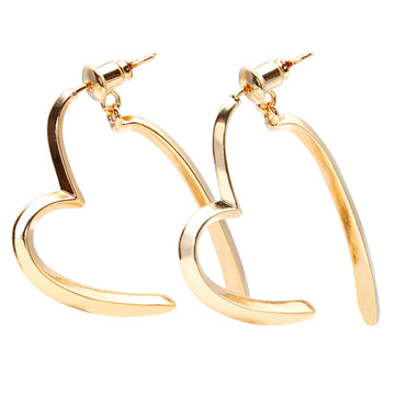 Split Heart Gold Earrings – 14K Gold-Plated with 925 Silver Posts, Minimalist Romantic Jewelry for Everyday & Gifting