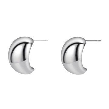 French Half-Hoop Silver Earrings – Polished Minimalist Design with 925 Sterling Silver Posts, Elegant Everyday & Business Style for Women