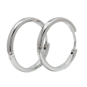Minimalistic Silver Earrings – 18K White Gold Coating, French Design, 2.2 cm Round Hoop Earrings – Elegant Jewelry for Everyday & Special Occasions