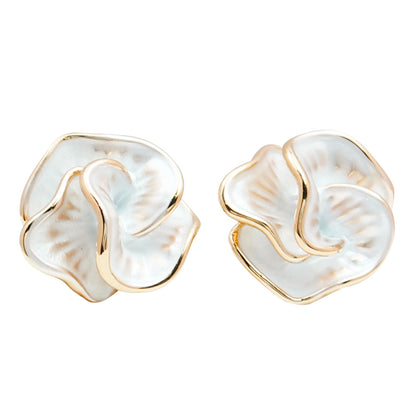 Silver Camellia Flower Stud Earrings, 925 Silver Stems, Elegant & Delicate Floral Design