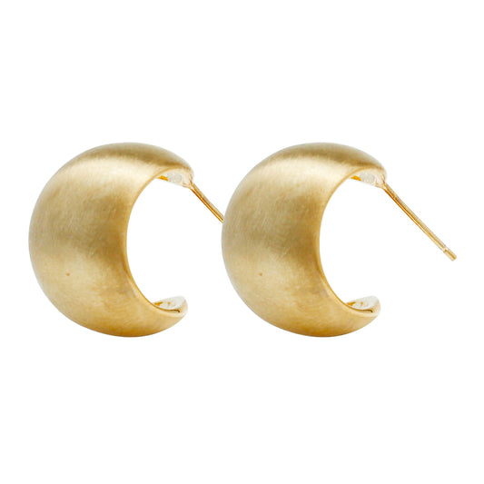 Matte Gold Bean-Shaped Stud Earrings for Women – Elegant Metal Earrings, Ideal for Office & Everyday
