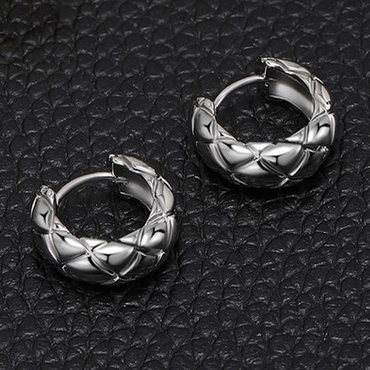 Small Silver Rhombus Hoop Earrings – 1.4 cm Geometric Design for Women, Ideal for Everyday & Special Occasions