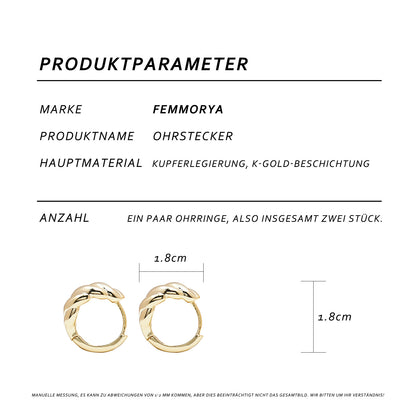 Gold Croissant-Design Stud Earrings – Large 1.8 cm, 925 Silver Stems, Simple & Elegant