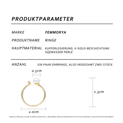 Minimalistischer Perlenring – Einstellbar, Süßwasserperle, 14K Vergoldet, Eleganter & Verstellbarer Schmuck für Damen