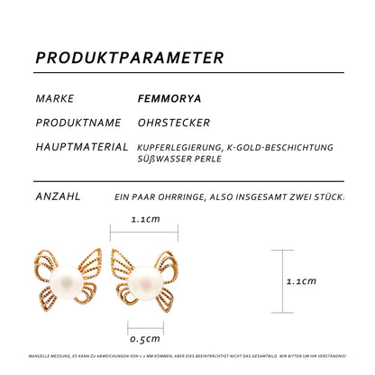 Schmetterlingstanz Perlenohrringe – Goldene Leichtigkeit mit zarter Perle