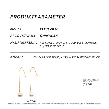 Krone Perlen Ohrkette Damen – 925 Silber, 14K Vergoldet, Zirkonia Krönchen & Süßwasserperle, Allergiefrei, Elegante Geschenkbox