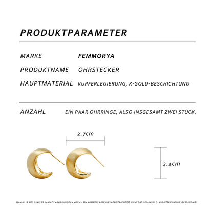 Matte Gold Bean-Shaped Stud Earrings for Women – Elegant Metal Earrings, Ideal for Office & Everyday