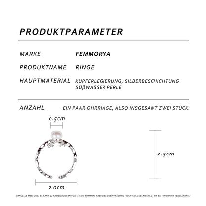 Schneemobil Rentier Perlenring – Verstellbarer Offener Ring, Silberbeschichtung & Weiße Süßwasserperle, Eleganter Damenring