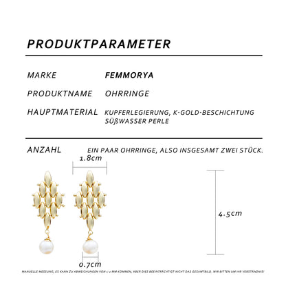 Elegante bewegliche Ohrringe mit Süßwasserperle – 14K vergoldete goldene Tropfen, 925 Silberstecker, Statement Ohrschmuck für Feste & Partys