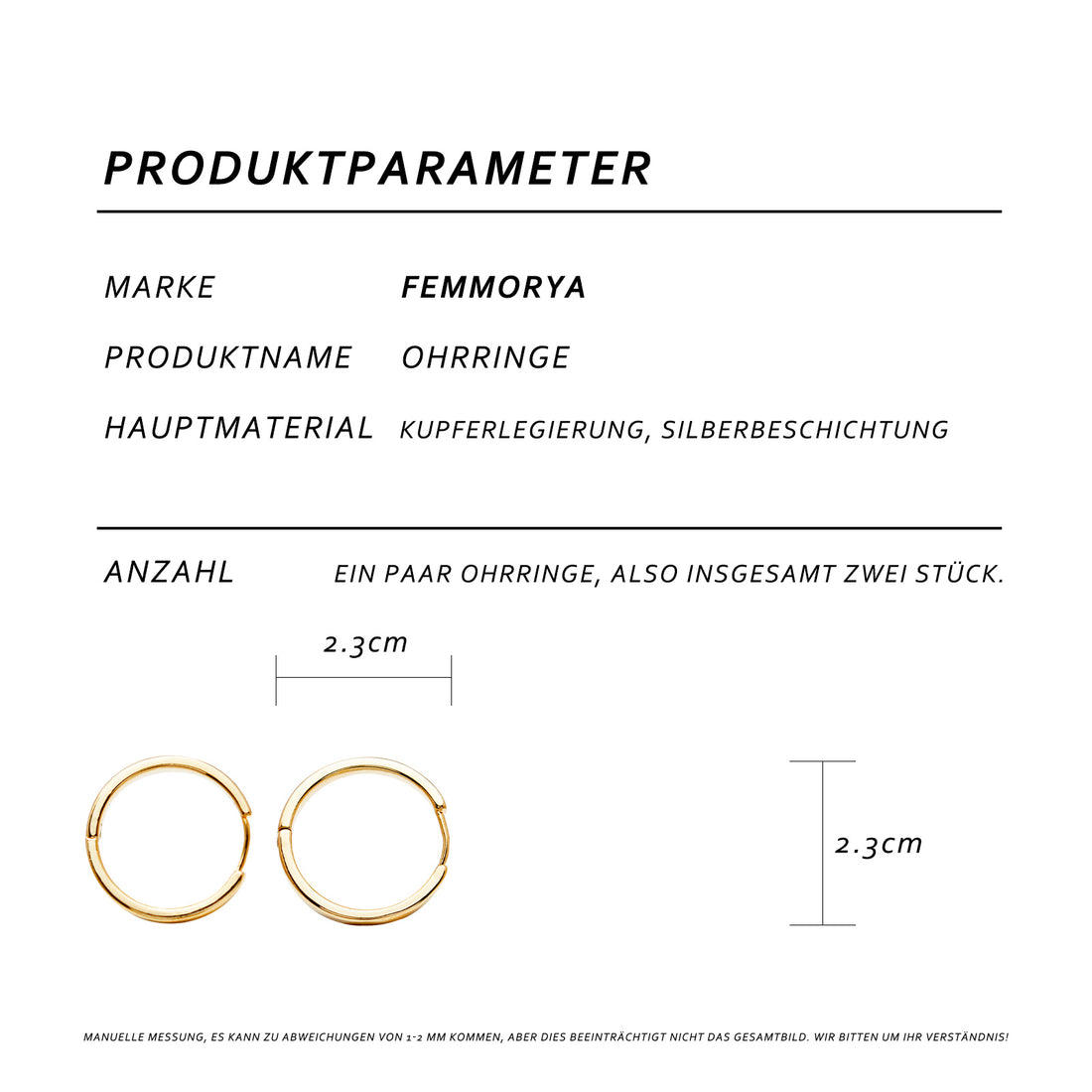 Minimalist Gold Hoop Earrings – 14K Gold Plated, French Design, 2.2 cm Round Hoops with 925 Silver Posts, Elegant Jewelry for Everyday & Special Occasions