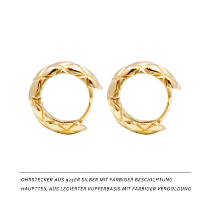 Small Gold Rhombus Hoop Earrings – 1.4 cm Geometric Design for Women, Ideal for Everyday & Special Occasions