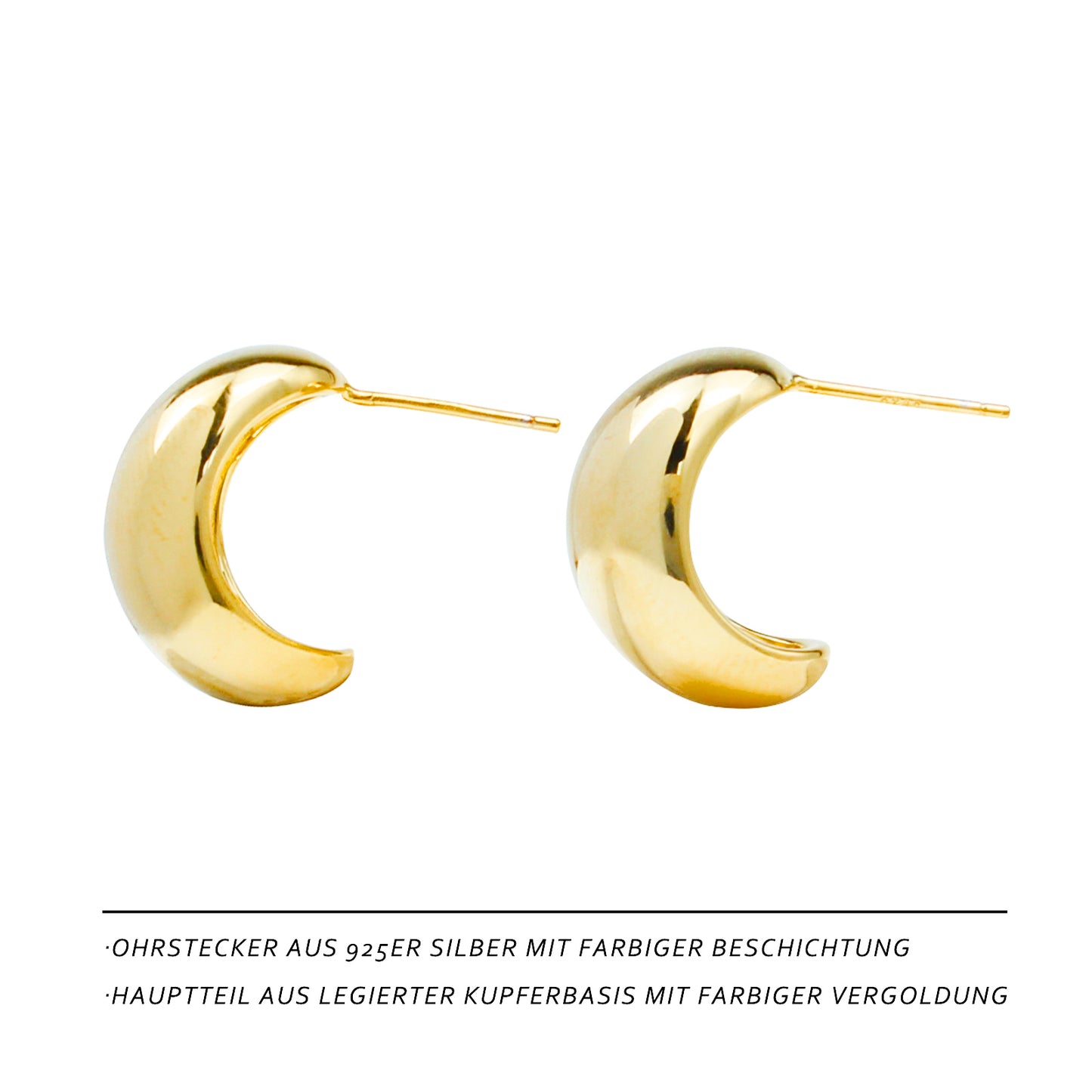 14K Gold-Plated Half-Sphere Stud Earrings for Women – Shiny Minimalist Design, Perfect for Office, Everyday, and Special Occasions