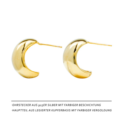 14K Gold-Plated Half-Sphere Stud Earrings for Women – Shiny Minimalist Design, Perfect for Office, Everyday, and Special Occasions