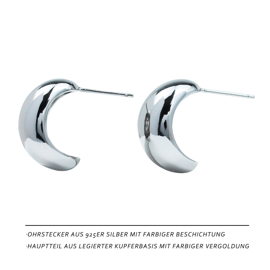 French Half-Hoop Silver Earrings – Polished Minimalist Design with 925 Sterling Silver Posts, Elegant Everyday & Business Style for Women