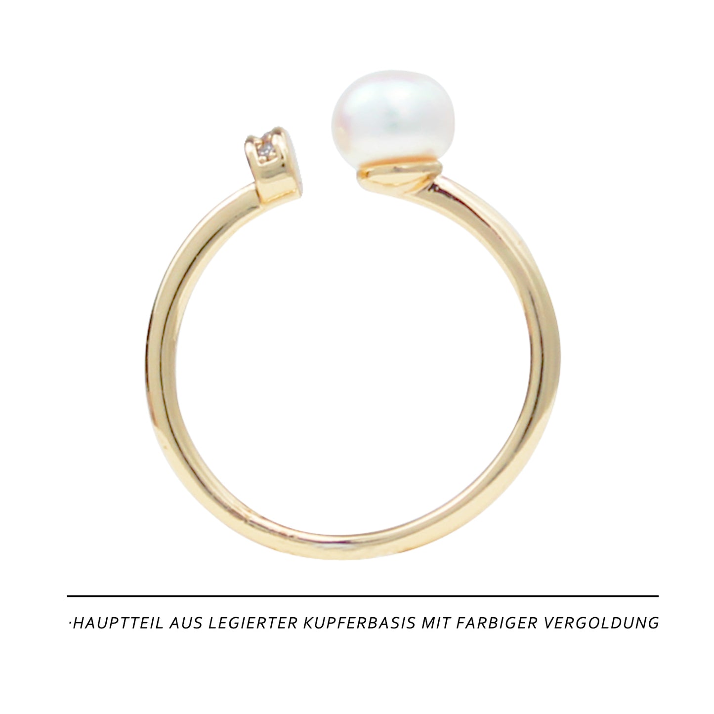 Minimalistischer Perlenring – Einstellbar, Süßwasserperle, 14K Vergoldet, Eleganter & Verstellbarer Schmuck für Damen