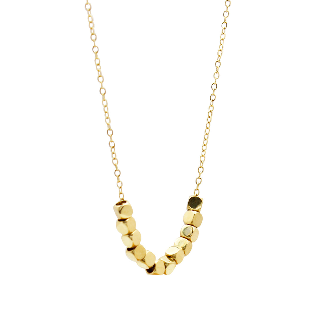 Gold-Plated Titanium Steel Necklace for Women – Minimalist Geometric Cubes, Delicate Chain, Ideal for Everyday & Special Occasions
