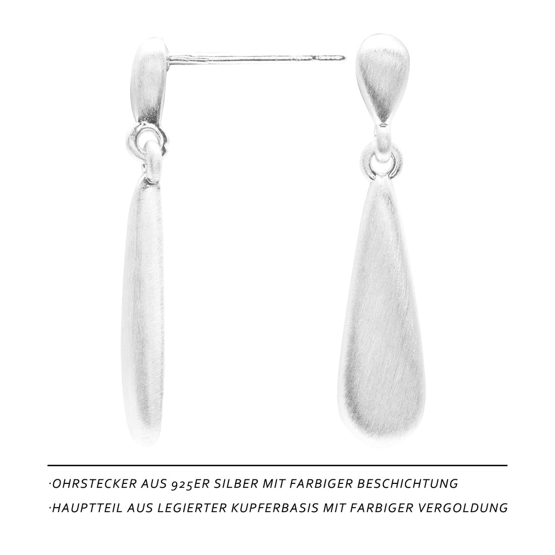 Elegant Drop Earrings – Matte Silver Finish, 925 Silver Posts, Minimalist Design for Everyday & Office