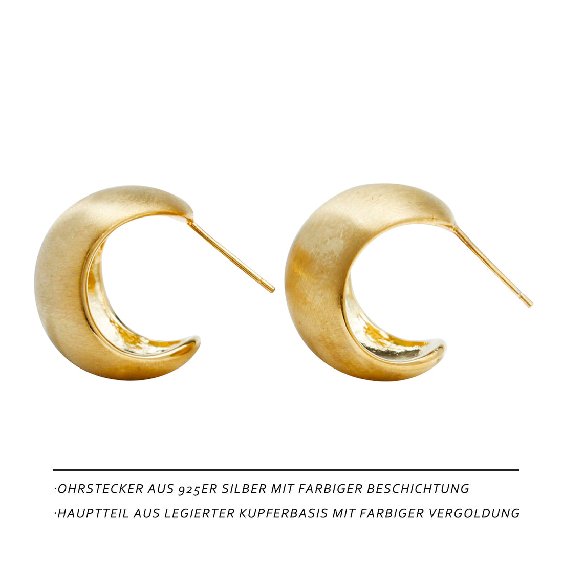 Matte Gold Bean-Shaped Stud Earrings for Women – Elegant Metal Earrings, Ideal for Office & Everyday