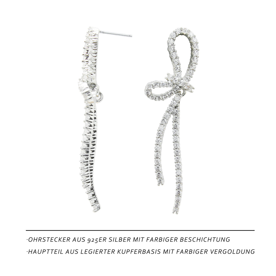 Elegant Bow Zirconia Stud Earrings – Sparkling Earrings for Women, Ideal for Everyday & Special Occasions