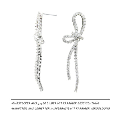 Elegant Bow Zirconia Stud Earrings – Sparkling Earrings for Women, Ideal for Everyday & Special Occasions