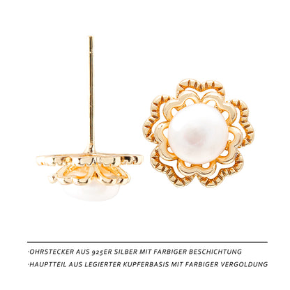 Licht & Schatten Rose Perlenohrringe – Elegante Blüten mit schimmernder Perle 🌹✨