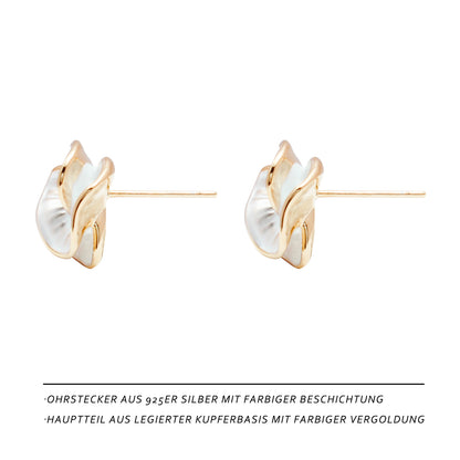 Silver Camellia Flower Stud Earrings, 925 Silver Stems, Elegant & Delicate Floral Design
