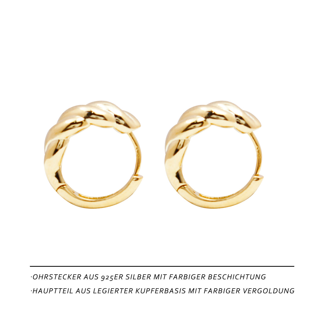 Gold Croissant-Design Stud Earrings – Large 1.8 cm, 925 Silver Stems, Simple & Elegant