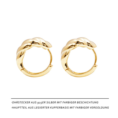 Gold Croissant-Design Stud Earrings – Large 1.8 cm, 925 Silver Stems, Simple & Elegant