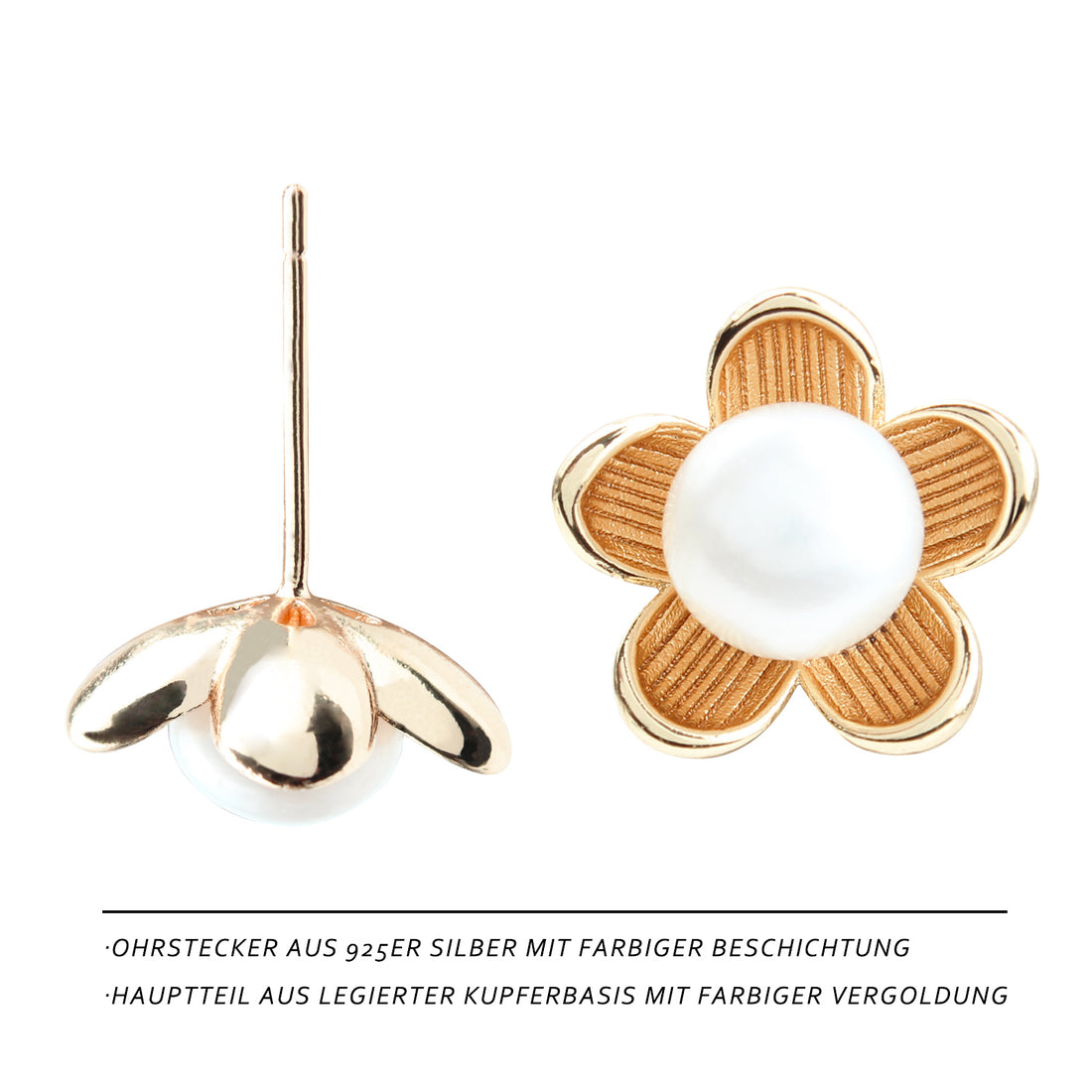 Sunflower Pearl Stud Earrings – 14K Gold-Plated Floral Earrings with Freshwater Pearl & Fine Petal Details 🌼